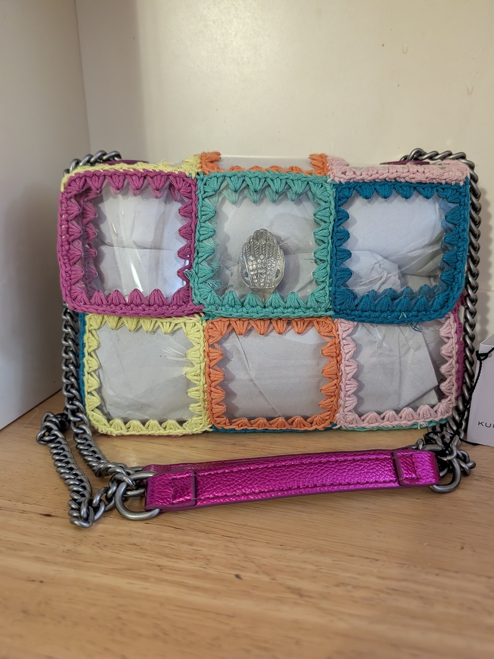Kurt Geiger Patchwork Crochet And Vinyl Medium Kensington Bag - Picture 2 of 11